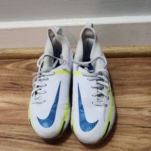 Phantom Cleats White and Blue Sports Shoes with Yellow Accents